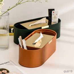 Tissue Boxes Napkins Light Luxury Leather Tissue Box Household Multi-function Paper Box Living Room Remote Control Storage Box Desktop Ornaments R230715