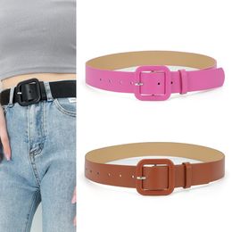 Women's Leather Belt Minimalism Waistband Pin Buckles Jeans Candy Colours Female Waist Belts for Women Dresses Fashion Simple Harajuku