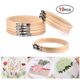 10pcs Set 13cm 15cm Practical Embroidery Hoops Frame Set Bamboo Wooden Embroidery Rings for DIY Cross Stitch Needle Craft Tools263m