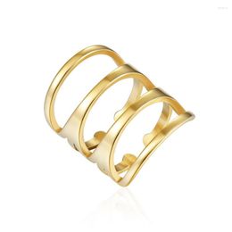 Wedding Rings 26mm Wide 4 Layers Enhancers Women's Open Ring Stainless Steel Statement Finger Band Designer Minimalist Jewellery Cool Gift