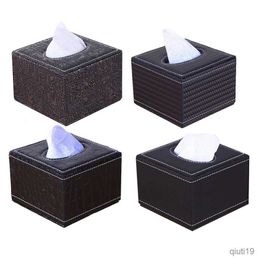 Tissue Boxes Napkins Faux Leather Small Square Paper Holder Tissue Dispenser Storage Box Car Home Hotel Table Decor R230715