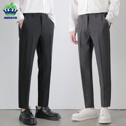 Men's Pants 2023 Mens Suit Stretch Slim Business Office Non iron Elastic Waist Classic Korean Grey Casual Trouser Plus Size 40 42 230715