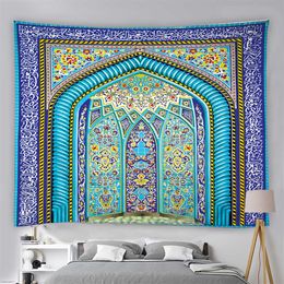 Tapestries Dome Cameras Islamic Tapestry Moroccan Architecture Tapestry Wall Hanging Islamic Retro Luxury Geometric Pattern Oriental Customizable R230714