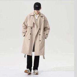 Men's Trench Coats Men Long Windbreaker Fashion Casual Loose Solid Coat Mens England Style Turn Down Collar Jackets Outwear Q572