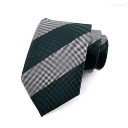 Bow Ties 8cm Men Silk Green Grey Striped Jacquard Fashion Man Necktie Cravat Ascot Neckwear For Wedding Party YUY20