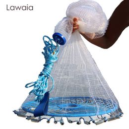 Fishing Accessories Lawaia Deep Hole Cast Net Iron Steel Pendants Fishnet Blue Ring American Style Small Mesh Catch Fish Casting Network 230715