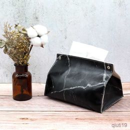 Tissue Boxes Napkins Tissue Case Box Container PU Leather Marble Pattern Napkin Tissue Holder Papers Bag Cosmetic Box Case Pouch Organizer R230715