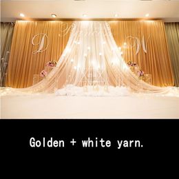 3 4m Wedding Party Ice Silk Fabric Drapery White Blue Colour With Swag Stage Prop Fashion Drape Curtain Backdrop247V