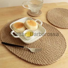 Mats Pads Linen Handmade Placemat For Kitchen Woven Coaster Hot Pad Decoration Accessories The Dining Table Mat Decor Insulating Tableware x0715 x0708