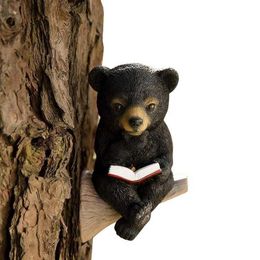 Garden Decorations Solar Charging Light Bear Statue Reading Book Outdoor Lamp Bear Garden Statue Bear Ornament Bear Sculpture Tree Decor L230715