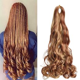22 Inch French Curl Braiding Hair Omber Pre Stretched Bouncy Loose Wavy Braiding Hair French Braiding Hair Crochet Hair for Black Women LS04