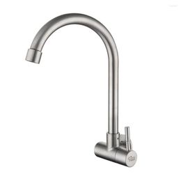 Kitchen Faucets Stainless Steel Wall Faucet Water Purifier 360 Degree Rotation Single Lever Hole Tap Cold For Bathroom Bars