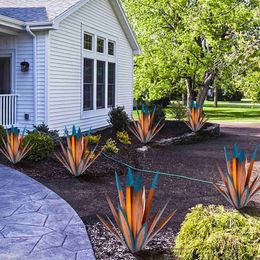 Garden Decorations Large Tequila Rustic Sculpture Metal Agave Plants Home Decor Hand Painted Garden Yard Statue Outdoor Lawn Ornaments Yard Stakes L230715