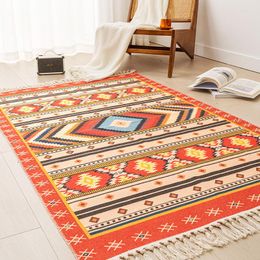 Carpets Cotton Linen Vintage Tassel Carpet Nordic Style Soft Breathable Area Rugs Absorbent Non-slip Quick-drying Floor Mats Home Decor