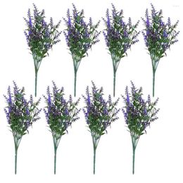 Decorative Flowers 8 Pcs Houseplant Artificial Flower Simulated Decor Outdoor Po Prop Lavender Purple Plastic Pography Props