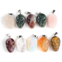 Pendant Necklaces 5pc Natural Stone Pendants Skeleton Head Turquoise Black Agate For Jewellery Making Diy Women Necklace Earrings Crafts