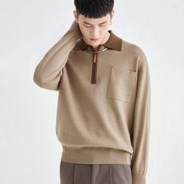 Men's Sweaters Men Bottoming Sweater Chest Pocket Temperament Keep Warm Loose Knitting Pullover For Outdoor