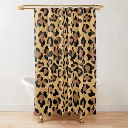 Shower Curtains Leopard Print Shower Curtain Brown Bathroom Curtain Wild Safari Animal Powerful Bathroom Set for Men Panthera Bathroom Decor Set