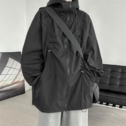 Men's Jackets Streetwear 2023 Spring Hooded Casual For Men Outdoor Black Windbreak Bomber Jacket Coat