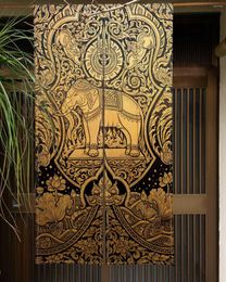 Curtain Bohemian Doorway Door Curatin Buddhism Elephant Painting Japan Partition Kitchen Bedroom Decoration Half