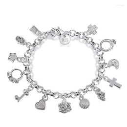 Charm Bracelets 13 Pendants Bracelet Jewellery Silver Plated Colour Korean Charms For Women Fashion & Bangles Z60CF3