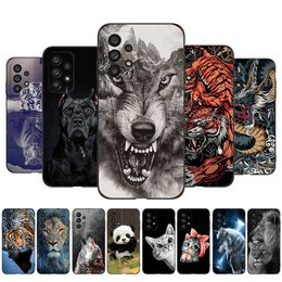 For Samsung Galaxy A23 4G Case Back Cover LTE Phone Soft Silicon Black Tpu Lion Wolf Tiger Dragon