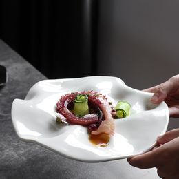 Unique Restaurant Irregular Dishes Under Glazed Porcelain White Dinnerware Dessert Serving Plates for Hotel