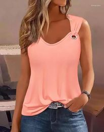 Women's Tanks Women Fashion Vest Female Sleeveless Vacation T-Shirt European & American Summer Eyelet V-Neck Casual Tank Top