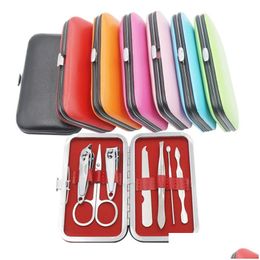 Party Favour 7 Colours Nail Clippers Kit Scissors Tweezers Ear Pick Manicure Set Pcs T9I00942 208 G2 Drop Delivery Home Garden Festive Dhpme