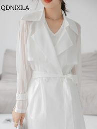 Raincoats Spring Summer 2023 New Women's Windbreaker Fashion Loose Frenulum Sunscreen Trench Coat Thin Style Shirt & Blouse Top Women