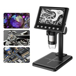 Microscope and accessories 4.3 In LCD Digital Microscope 40-1000X Coin Microscope for Error Coins USB Magnifier Micro Scope with High Stand 8 LED For Kids 230714
