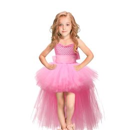 tulle pink girl dresses parties girls baby lining beautiful performance dress for girls wedding christmas formal day clothing250C