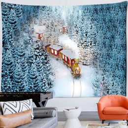 Tapestries Dome Cameras Santa Claus Oil Painting Tapestry Festival City Night View Wall Hanging Elk Room Living Home Witchcraft Decor