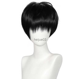 Synthetic Wigs Anogol Synthetic Kaede Rukawa Cosplay Wig Anime SLAM DUNK Black Short Straight Hair Machine Made for Halloween Party x0715