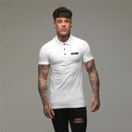 Men's T-Shirts Running Polo Shirts Men Slim Fit Short Sleeve Polos Mens Cotton Fashion Fitness Clothing Summer Breathable Gym Sports Polo Shirt L230715