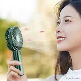 Electric Fans Portable Strong Wind Handheld Fan Digital Display Mini Desktop Air Cooler Fan USB Rechargeable Speed for Indoor Outdoor R230715