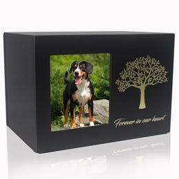 Pet Memorial Urns for Dogs or Cats Ashes Wooden Pet Cremation Urns with Personalised Photo Frame Pet Memorial Keepsake Box Loss Pet Sympathy Remembrance Gift