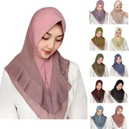 Ethnic Clothing Fashion Women Chiffon Medium Size Crinkled Muslim Amira Hijab Pull On Instant Islam Scarf Head Wrap Pray Scarves Turbante