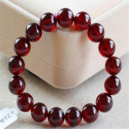 Strand 11mm Genuine Precious Wine Red Natural Stone Garnet Quartz Crystal Round Beads Bracelet For Women Stretch Charm Femme