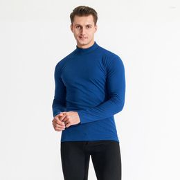 Men's T Shirts MRMT 2023 Brand Medium-High Collar Double-Faced Velvet Warm Long-Sleeved T-Shirt Long Coat Bottoming Underwear