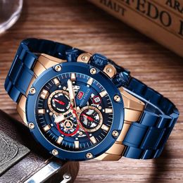 Watch Mini focus fashion multifunction sport male watches top brand luxury watch chronograph calendar strap solid steel luminous h2589