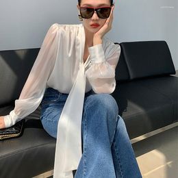 Women's Blouses 2023 Spring And Summer French Style White Puff Sleeve Shirt Unique Design Sense Of Chic Bottom Top