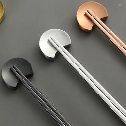 Chopsticks 304 Stainless Steel Chopstick Holder Creative Moon Shaped El Dining Table Gold Spoon Holders Tray