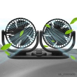 Electric Fans Dual Head 12 Volt Fan Adjustment USB Dashboard Fan 4000 RPM Fan For All Copper Motor Mute Two Five Leaf Design R230715