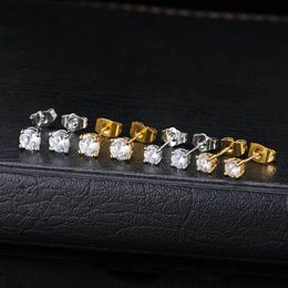 Hip Hop rapper Men Women Stud Earrings Jewellery Gold Silver Big Diamond Large Zircon 3mm 4mm 5mm S925 earrings night club Jewellery accessories 1454