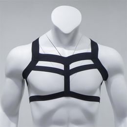 Men's Sexy Costumes Lingerie Elastic Nylon Strap Halter Body Chest Shoulder Harness Bondage Nightclub Hollow Out One Size273Y