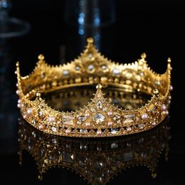 Suits Gold Sier Colour Baroque Vintage Black Tiaras and Crowns Pearls Crystal Princess Diadems Bridal Women Wedding Hair Accessories