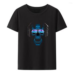 Men's T Shirts DJ With Headphones And Sunglasses Cotton T-shirt Print Leisure Men Clothing Y2k Clothes Camisa Breathable Short-sleev Style