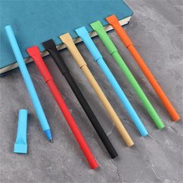 10Pcs 0.7mm Ballpoint Pen Natural Kraft Paper Pull Cover Assorted Colours Eco-friendly Advertising School Supplies