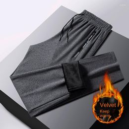 Men's Pants 2023 Autumn Faux Cotton Loose Straight-Leg Sweatpants Monogrammed Zipper Pocket Large Size Windproof 8XL